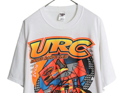 00s URC レーシング クラブ 両面 プリント 半袖 Tシャツ メンズ XL / オールド イラスト スポンサー ロゴ バックプリント 白 大きいサイズ