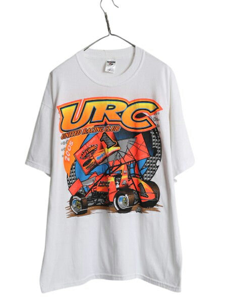 00s URC レーシング クラブ 両面 プリント 半袖 Tシャツ メンズ XL / オールド イラスト スポンサー ロゴ バックプリント 白 大きいサイズ