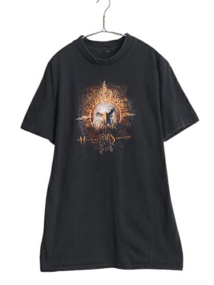 90s ハーレー ダビッドソン 両面 プリント 半袖 Tシャツ メンズ L / 古着 オールド オフィシャル イーグル グラフィック 黒 ヘビーウェイト
