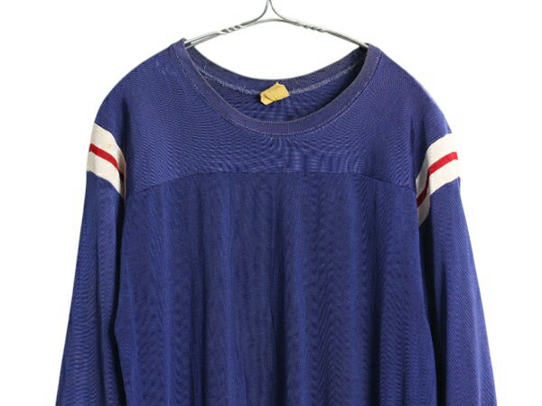 30s USA製 Empire Athletic Supply Co フットボール Tシャツ メンズ L ヴィンテージ 七分丈 ロンT 長袖Tシャツ レーヨン トリコロール 無地