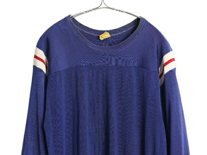 30s USA製 Empire Athletic Supply Co フットボール Tシャツ メンズ L ヴィンテージ 七分丈 ロンT 長袖Tシャツ レーヨン トリコロール 無地