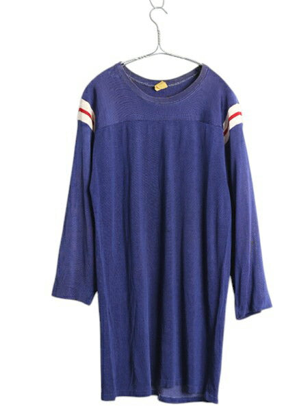 30s USA製 Empire Athletic Supply Co フットボール Tシャツ メンズ L ヴィンテージ 七分丈 ロンT 長袖Tシャツ レーヨン トリコロール 無地
