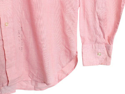 70s USA製 ハサウェイ 長袖 シャツ メンズ M 古着 ヴィンテージ 薄手 シワになりにくい ワイシャツ ドレス カジュアル 無地 ピンク Macy's