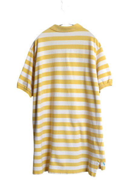 90s USA製 THE BIG SHIRT ポロ ラルフローレン ワイド ボーダー 鹿の子 半袖 ポロシャツ メンズ XL / ポケット付き ツートン 大きいサイズ