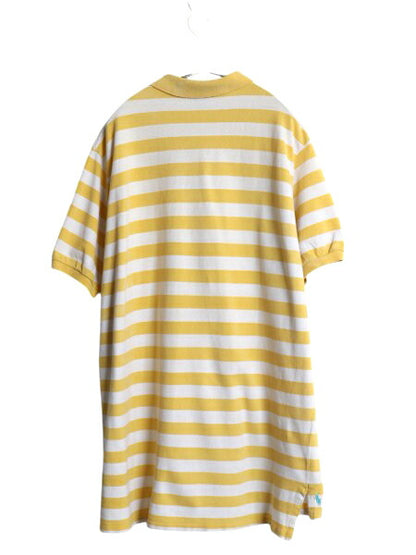 90s USA製 THE BIG SHIRT ポロ ラルフローレン ワイド ボーダー 鹿の子 半袖 ポロシャツ メンズ XL / ポケット付き ツートン 大きいサイズ