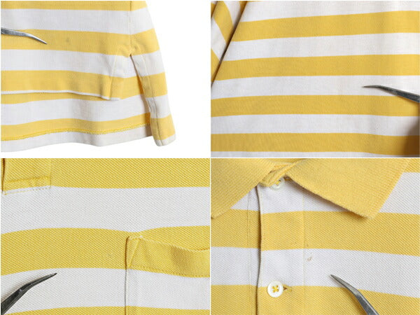 90s USA製 THE BIG SHIRT ポロ ラルフローレン ワイド ボーダー 鹿の子 半袖 ポロシャツ メンズ XL / ポケット付き ツートン 大きいサイズ