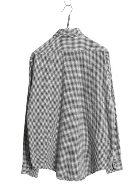 80s USA製 LORD&TAYLOR 長袖 ボタンダウン フランネル シャツ メンズ M ヴィンテージ ギンガム チェック ネルシャツ BD 長袖シャツ 黒 白