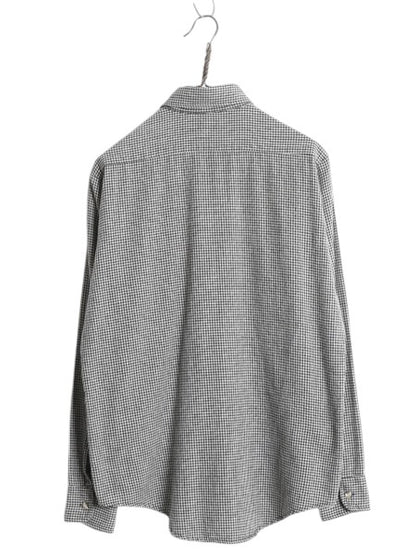 80s USA製 LORD&TAYLOR 長袖 ボタンダウン フランネル シャツ メンズ M ヴィンテージ ギンガム チェック ネルシャツ BD 長袖シャツ 黒 白
