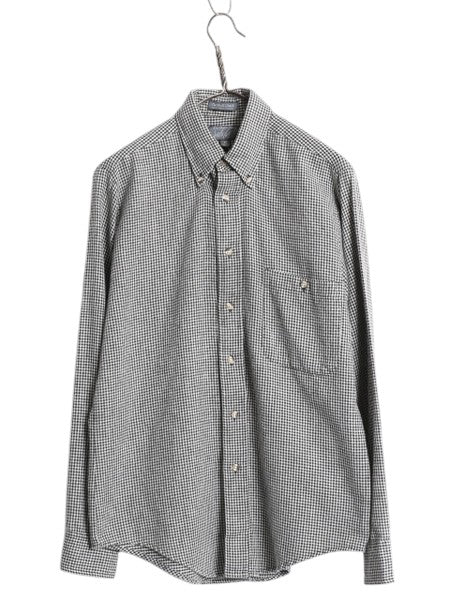 80s USA製 LORD&TAYLOR 長袖 ボタンダウン フランネル シャツ メンズ M ヴィンテージ ギンガム チェック ネルシャツ BD 長袖シャツ 黒 白