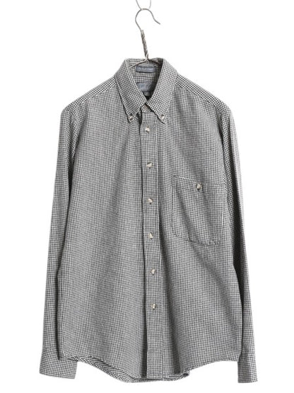 80s USA製 LORD&TAYLOR 長袖 ボタンダウン フランネル シャツ メンズ M ヴィンテージ ギンガム チェック ネルシャツ BD 長袖シャツ 黒 白