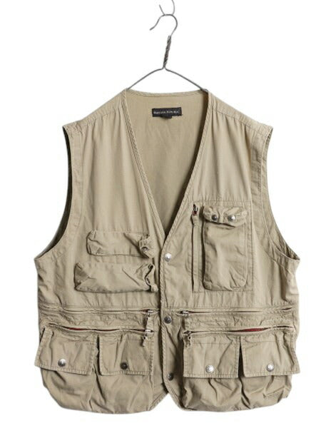 90s バナナリパブリック サファリ ベスト メンズ XL 古着 オールド アウトドア 重ね着 ハンティング フィッシング 多ポケット 大きいサイズ