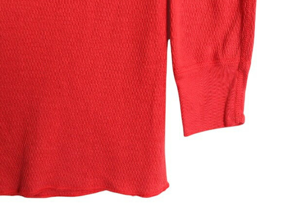 70s USA製 ヘインズ ヘンリーネック サーマル 長袖 Tシャツ メンズ L ヴィンテージ ロンT ワッフル ロングTシャツ 無地 インナー 黒タグ 赤