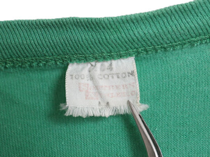 60s USA製 サザンアスレチック 2段 バック プリント 半袖 Tシャツ メンズ S 程 ヴィンテージ ラッセル シングルステッチ 100% コットン 緑