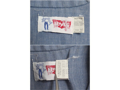 70s USA製 リーバイス ハンド ペイント 長袖 シャンブレー シャツ メンズ XS レディース S 古着 1点物 ヴィンテージ 長袖シャツ サドルマン
