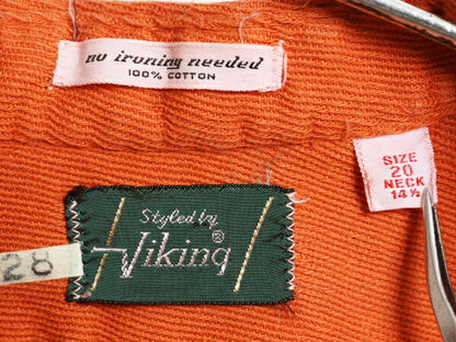 60s Viking 3点留め ボタンダウン 長袖 シャツ メンズ XS 程 ヴィンテージ 無地 ヘビーウェイト コットン 細畝 シンプル 細身 ポケット付き