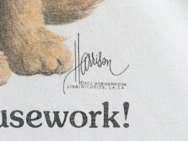 90s USA製 ネコ イラスト プリント Tシャツ メンズ レディース L / オールド アニマル 猫 アート グラフィック コットン ヘビーウェイト 白