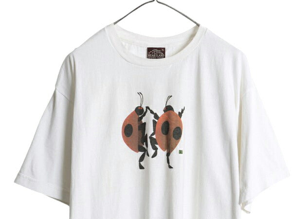 00s USA製 テントウ虫 アート イラスト プリント Tシャツ メンズ レディース XL / オールド グラフィック ヘビーウェイト 大きいサイズ 白