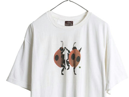 00s USA製 テントウ虫 アート イラスト プリント Tシャツ メンズ レディース XL / オールド グラフィック ヘビーウェイト 大きいサイズ 白