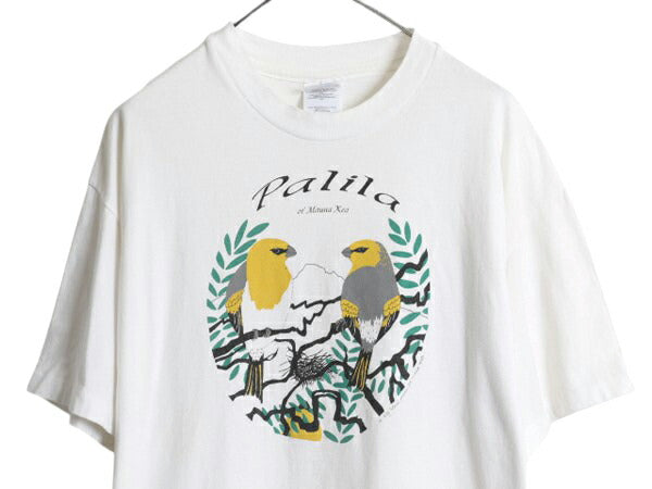 90s USA製 パリラ アート イラスト プリント 半袖 Tシャツ メンズ レディース XL / オールド アニマル シングルステッチ 大きいサイズ 白