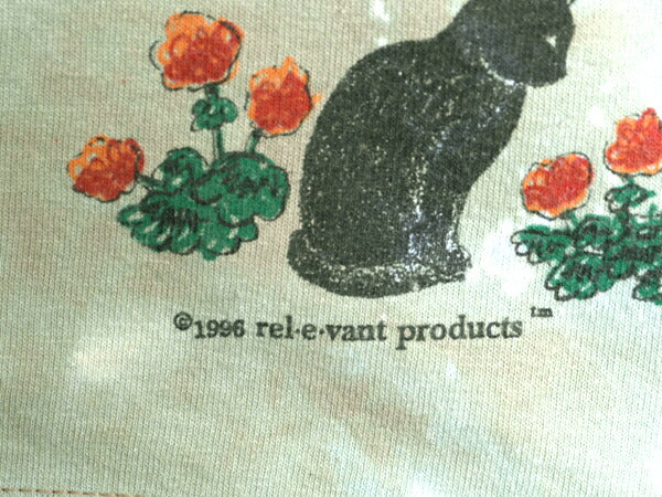 90s USA製 rel e vant products ネコ イラスト プリント タイダイ 半袖 Tシャツ メンズ L / オールド アート グラフィック アニマル 総柄