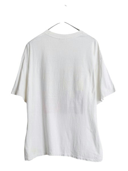 90s 企業 イラスト アート プリント Tシャツ メンズ XL / オールド グラフィック 企業物 シングルステッチ 大きいサイズ ホワイト ゆったり