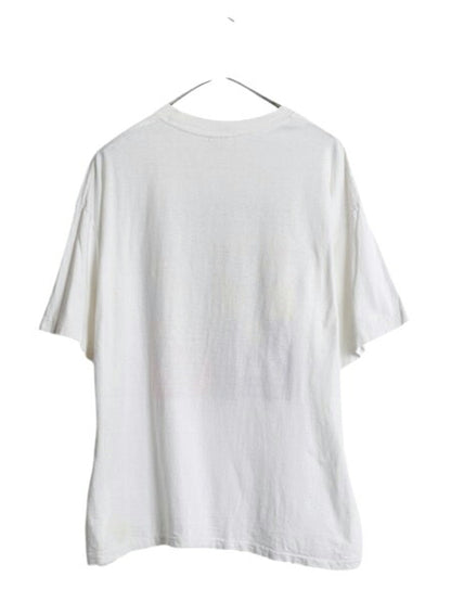 90s 企業 イラスト アート プリント Tシャツ メンズ XL / オールド グラフィック 企業物 シングルステッチ 大きいサイズ ホワイト ゆったり