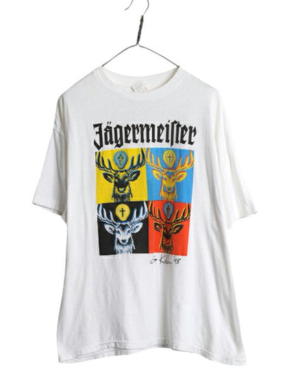 90s 企業 イラスト アート プリント Tシャツ メンズ XL / オールド グラフィック 企業物 シングルステッチ 大きいサイズ ホワイト ゆったり