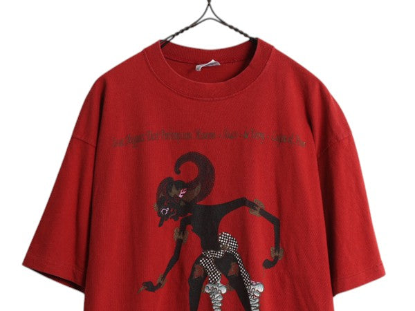 90s USA製 オールド ギャップ アート イラスト プリント 半袖 Tシャツ メンズ レディース L 古着 クルーネック ヘビーウェイト カットソー