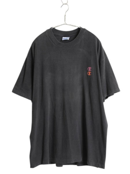 90s USA製 チャンピオン 両面 ロゴ プリント 半袖 Tシャツ メンズ XL オールド ヘビーウェイト シングルステッチ ゆったり 大きいサイズ 黒