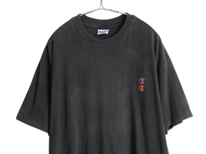 90s USA製 チャンピオン 両面 ロゴ プリント 半袖 Tシャツ メンズ XL オールド ヘビーウェイト シングルステッチ ゆったり 大きいサイズ 黒