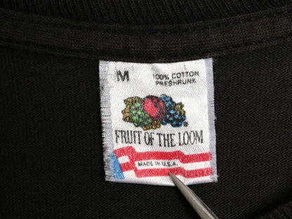 90s USA製 企業 プリント 長袖 Tシャツ メンズ M オールド ロンT ロングTシャツ シングルステッチ フルーツオブザルーム 黒 当時物 企業物
