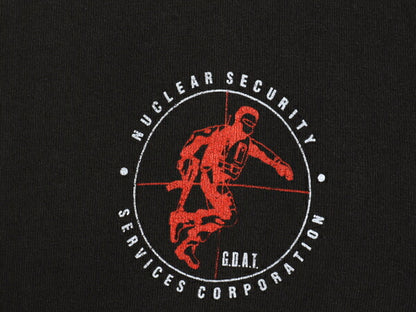 90s USA製 企業 プリント 長袖 Tシャツ メンズ M オールド ロンT ロングTシャツ シングルステッチ フルーツオブザルーム 黒 当時物 企業物
