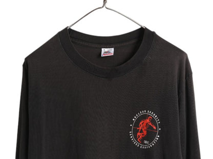 90s USA製 企業 プリント 長袖 Tシャツ メンズ M オールド ロンT ロングTシャツ シングルステッチ フルーツオブザルーム 黒 当時物 企業物