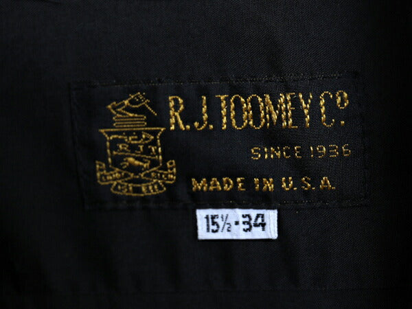 80s 90s USA製 R.J.TOOMEY バンドカラー 長袖 シャツ メンズ M / ヴィンテージ オールド ポケット付き 黒 無地 シンプル シワになりにくい