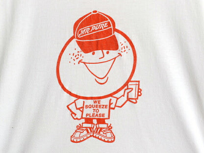 80s USA製 企業 キャラクター イラスト プリント 半袖 Tシャツ メンズ レディース L ヴィンテージ 当時物 ジュース 企業物 グラフィック 白