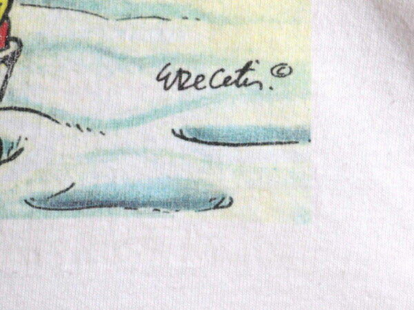 90s サンタクロース ジョーク イラスト プリント Tシャツ メンズ XL 古着 オールド グラフィック アート 大きいサイズ ヘビーウェイト 白