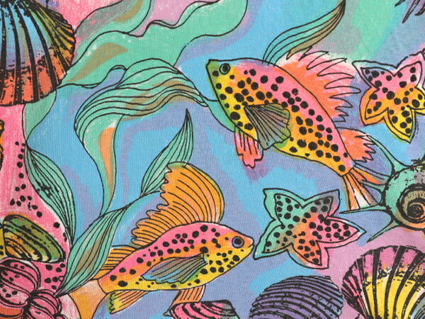 90s オールオーバー プリント 半袖 Tシャツ メンズ XL / オールド グラフィック アート イラスト 大判 総柄 オーバープリント 大きいサイズ