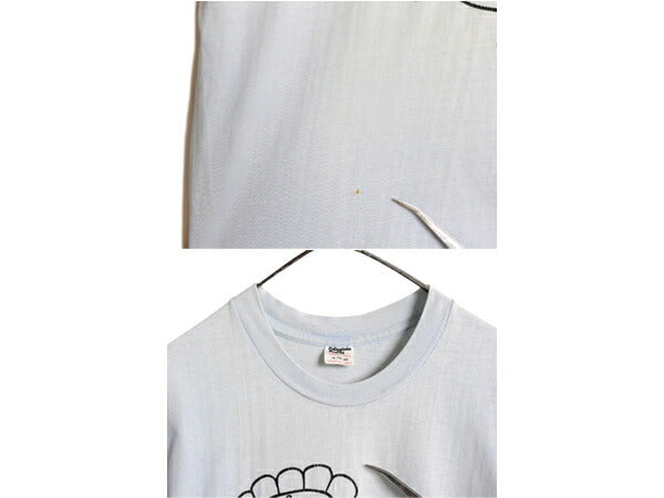 70s USA製 アート イラスト カレッジ プリント Tシャツ メンズ レディース S 程 ヴィンテージ グラフィック ひまわり シングルステッチ