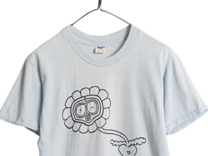 70s USA製 アート イラスト カレッジ プリント Tシャツ メンズ レディース S 程 ヴィンテージ グラフィック ひまわり シングルステッチ
