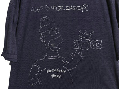 00s キャラクター パロディー プリント 半袖 Tシャツ メンズ XL 古着 オールド イラスト グラフィック 大きいサイズ バーンアウト 雰囲気系