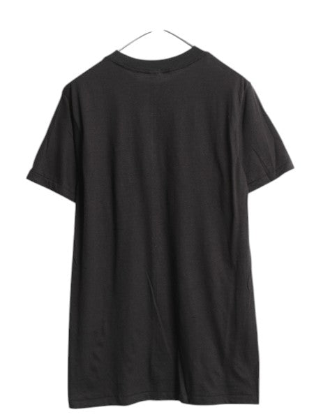 デッドストック 80s USA製 アンビル 無地 半袖 Tシャツ メンズ L 小さめ M 程 ヴィンテージ クルーネック カットソー シングルステッチ 黒