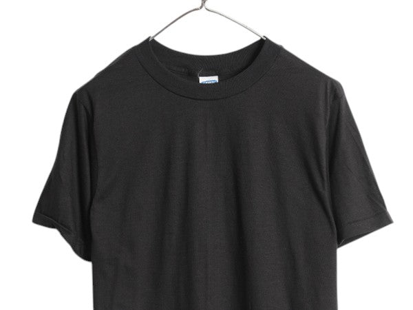 デッドストック 80s USA製 アンビル 無地 半袖 Tシャツ メンズ L 小さめ M 程 ヴィンテージ クルーネック カットソー シングルステッチ 黒