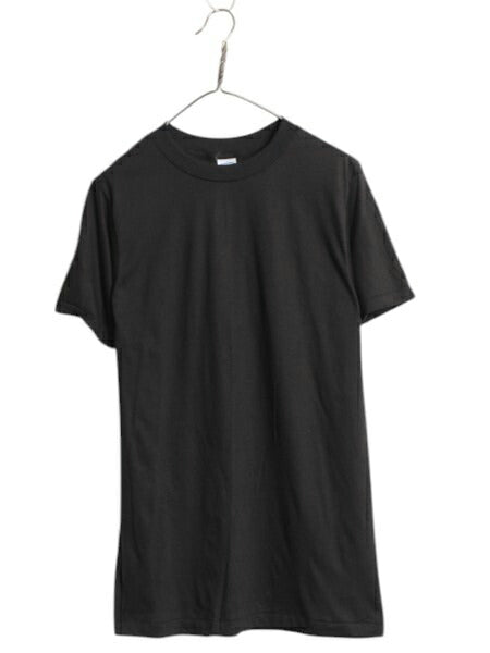 デッドストック 80s USA製 アンビル 無地 半袖 Tシャツ メンズ L 小さめ M 程 ヴィンテージ クルーネック カットソー シングルステッチ 黒