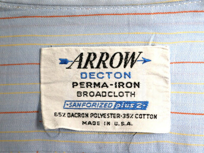 デッドストック 70s USA製 ARROW ストライプ 長袖 シャツ メンズ M ヴィンテージ 長袖シャツ ポケット付き マルチカラー シワになりにくい