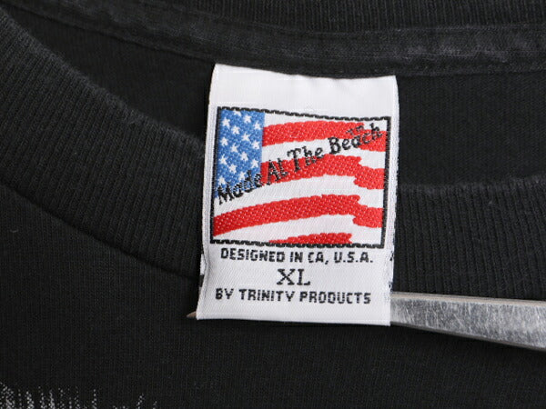 90s USA製 オオカミ 大判 プリント 半袖 Tシャツ メンズ XL 90年代 オールド アニマル 大きいサイズ ビッグプリント Trinity Products 黒