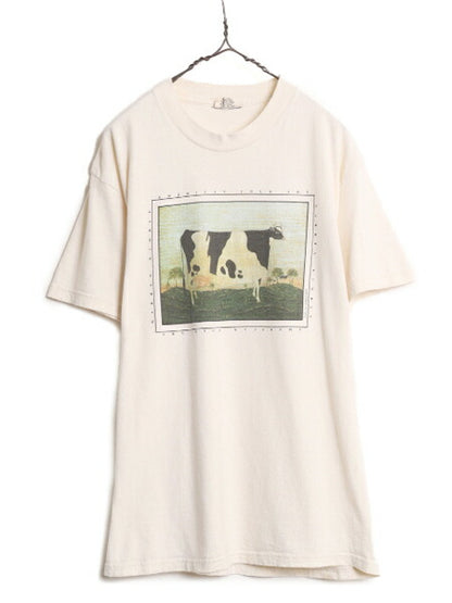 90s USA製 ウォーレン キンブル アート イラスト プリント Tシャツ メンズ L 古着 オールド  絵画 芸術 アニマル ウシ ウシ ヘビーウェイト