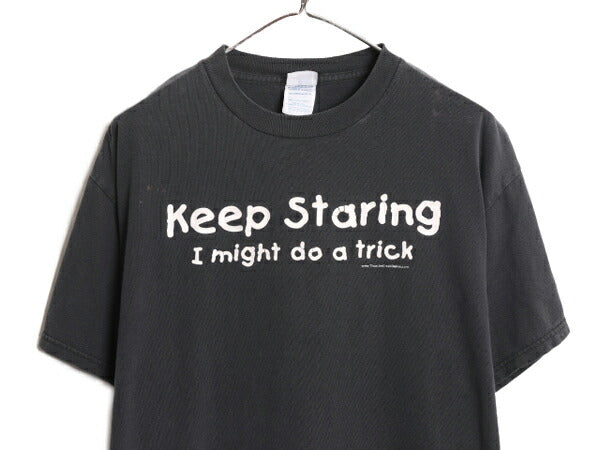 00s メッセージ プリント 半袖 Tシャツ メンズ L 古着 黒 オールド アート グラフィック 当時物 ブラック ヘビーウェイト プリントTシャツ