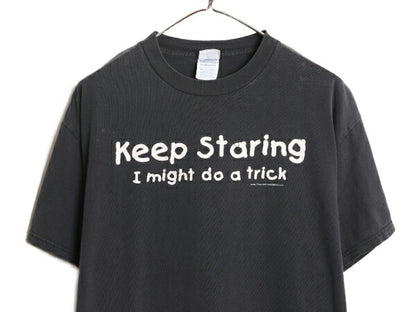 00s メッセージ プリント 半袖 Tシャツ メンズ L 古着 黒 オールド アート グラフィック 当時物 ブラック ヘビーウェイト プリントTシャツ