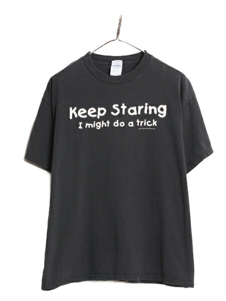 00s メッセージ プリント 半袖 Tシャツ メンズ L 古着 黒 オールド アート グラフィック 当時物 ブラック ヘビーウェイト プリントTシャツ