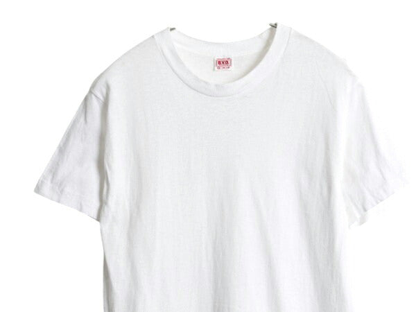 60s USA製 BVD 無地 半袖 Tシャツ M 小さめ メンズ S 程 ヴィンテージ 100% コットン シングルステッチ インナー アンダーシャツ ホワイト
